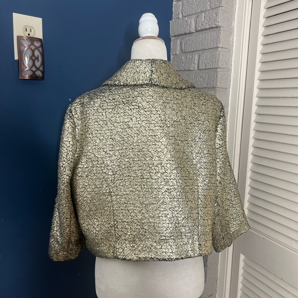 Chico’s Cropped Gold Cocktail Party Metallic Jacket Size 2 US 14 see size chart - Picture 5 of 8